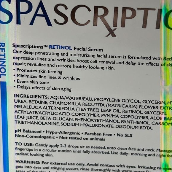 Spa Scriptions RETINOL Facial Serum Anti-Aging Skin Repair Serum 1.7 FL OZ NIB - Picture 4 of 7